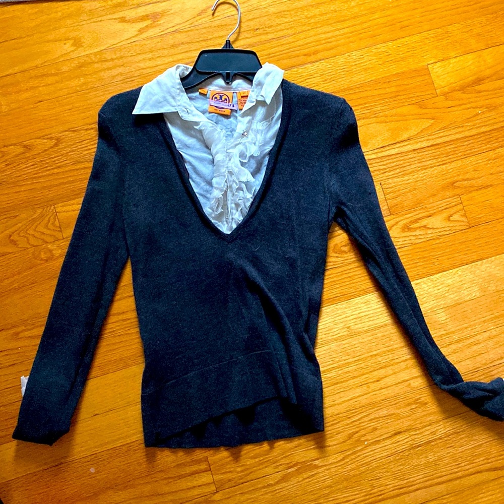 XS like new Tory Burch grey sweater with removable collar